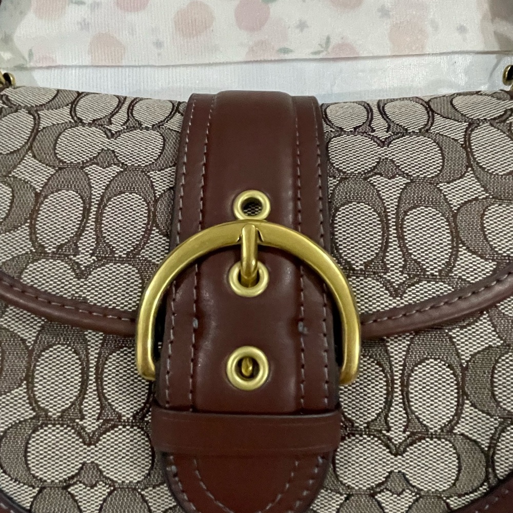 Coach Brown Signature Canvas Buckle Shoulder Bag - Picture 2 of 13